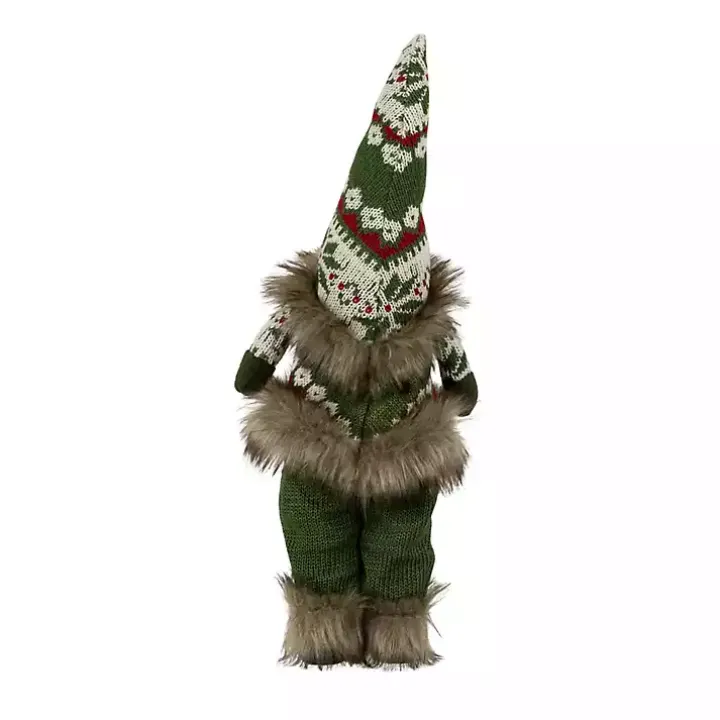 Standing Gnome with Green Knitted Christmas Outfit