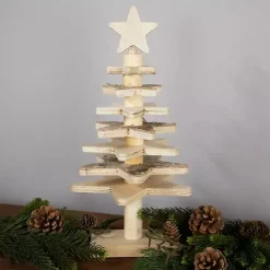 Star Cutout Wooden Tabletop Christmas Tree, 16 in.