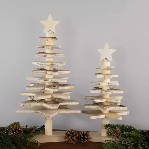 Star Cutout Wooden Tabletop Christmas Tree, 20 in.