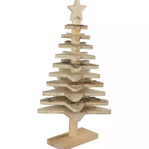 Star Cutout Wooden Tabletop Christmas Tree, 20 in.