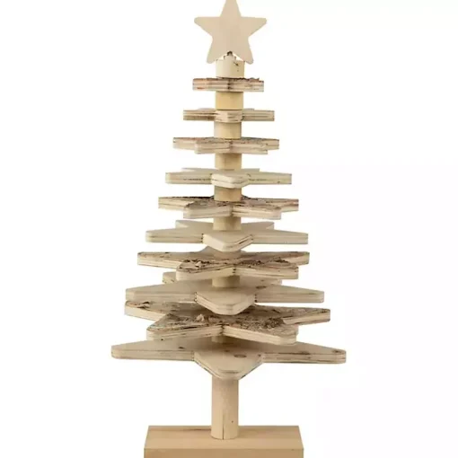 Star Cutout Wooden Tabletop Christmas Tree, 20 in.
