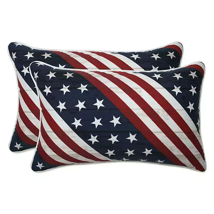 Stars & Stripes Outdoor Lumbar Pillows, Set of 2