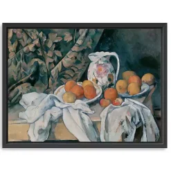 Still Life with a Curtain Framed Canvas Art Print