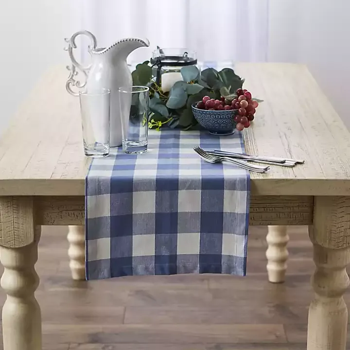 Stonewash Blue Buffalo Check Table Runner, 72 in.