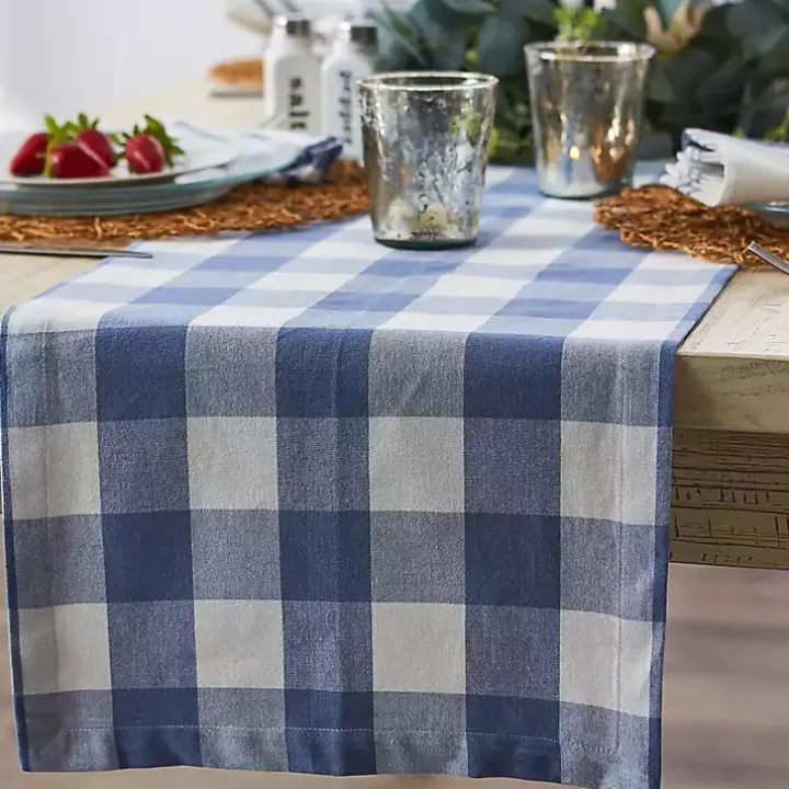 Stonewash Blue Buffalo Check Table Runner, 72 in.