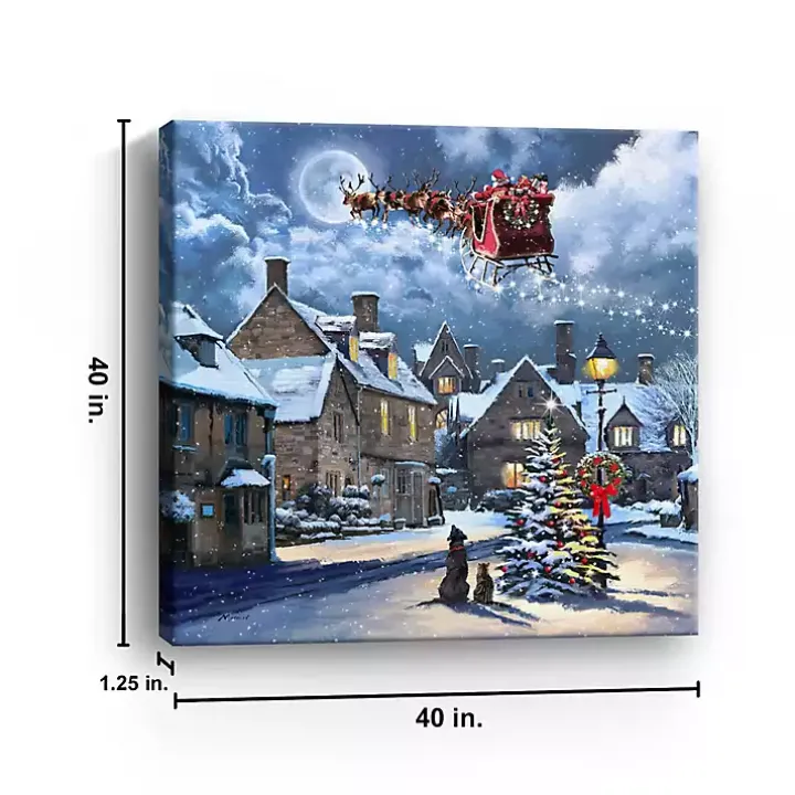 Street Light and Santa's Sleigh Canvas Art Print