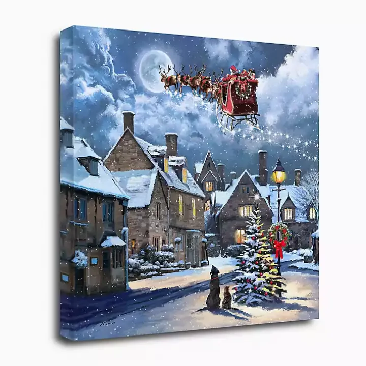 Street Light and Santa's Sleigh Canvas Art Print