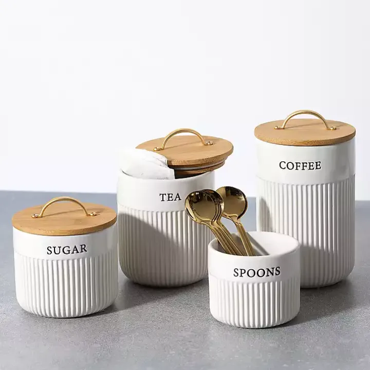 Sugar Ribbed Ceramic Canister