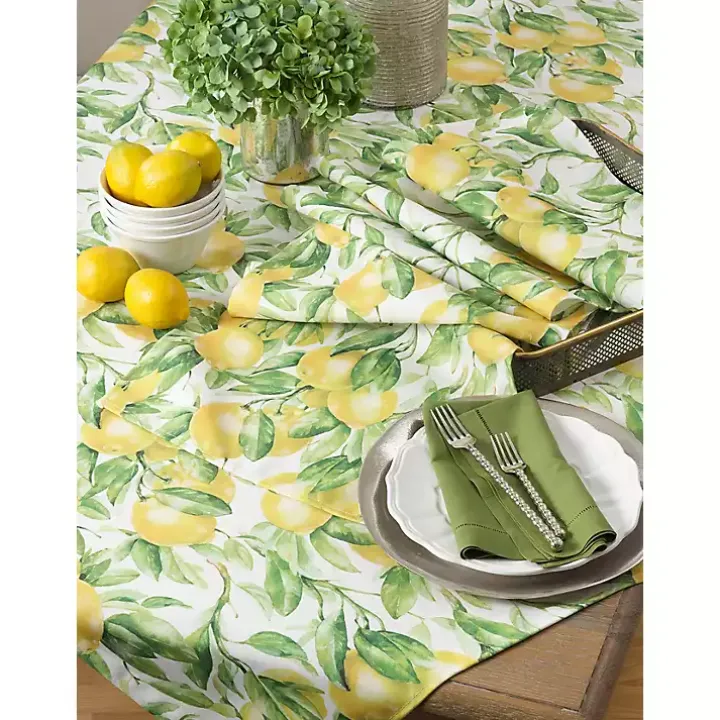 Sunny Lemon Print Table Runner