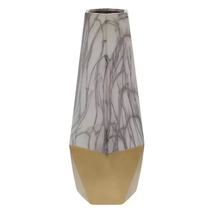 Tall Gold Marble Ceramic Vase
