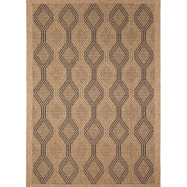 Tan & Black Diamonds Indoor/Outdoor Area Rug, 5x7