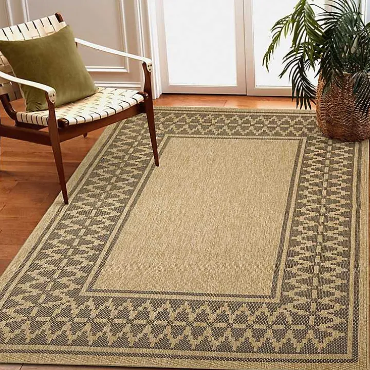 Tan & Black Zig Zag Indoor/Outdoor Area Rug, 5x7