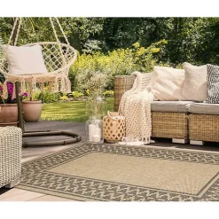 Tan & Black Zig Zag Indoor/Outdoor Area Rug, 5x7