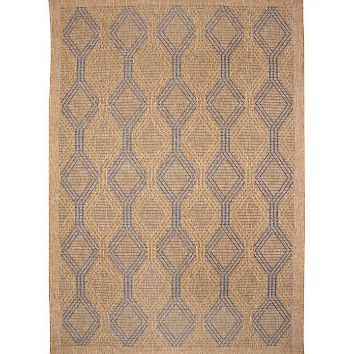 Tan & Navy Diamonds Indoor/Outdoor Area Rug, 5x7