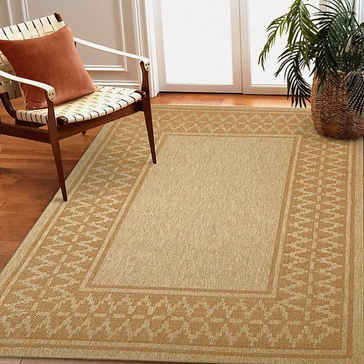 Tan & Orange Zig Zag Indoor/Outdoor Area Rug, 5x7