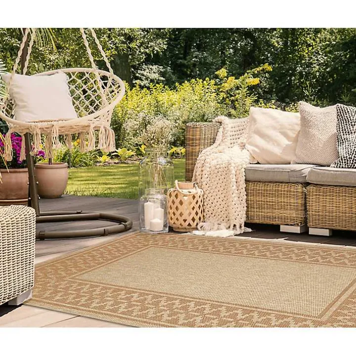 Tan & Orange Zig Zag Indoor/Outdoor Area Rug, 5x7