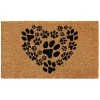 Tan and Black Coir Heart Paws Doormat, 17x29