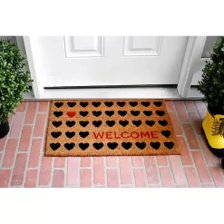 Tan and Black Welcome Heart Doormat