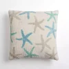 Tan and Blue Starfish Hooked Pillow