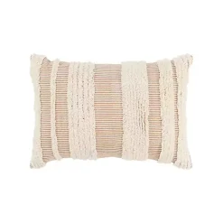 Tan and Natural Tufted Stripes Lumbar Pillow