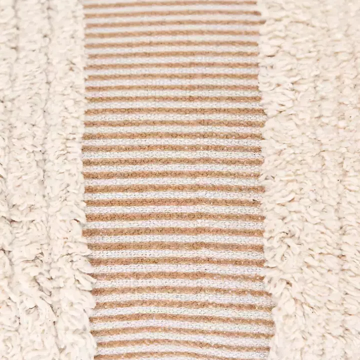 Tan and Natural Tufted Stripes Lumbar Pillow