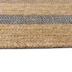 Tan and Navy Framed Indoor/Outdoor Area Rug, 7x9