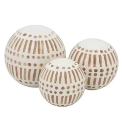 Tan and White Patterned Orbs, Set of 3