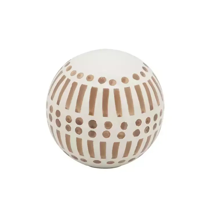 Tan and White Patterned Orbs, Set of 3