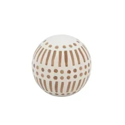 Tan and White Patterned Orbs, Set of 3