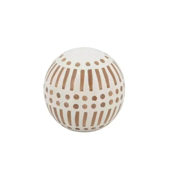 Tan and White Patterned Orbs, Set of 3
