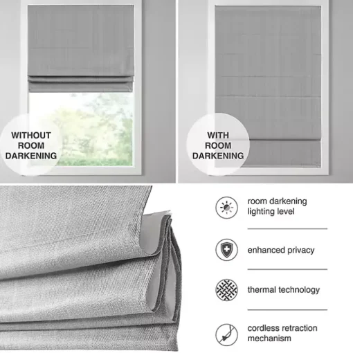 Tan Basketweave Cordless Roman Shade, 27 in.