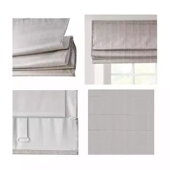 Tan Basketweave Cordless Roman Shade, 27 in.