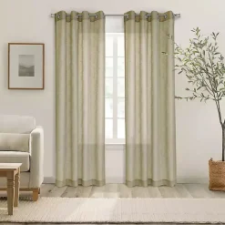 Tan Boucle Sheer Single Curtain Panel, 84 in.