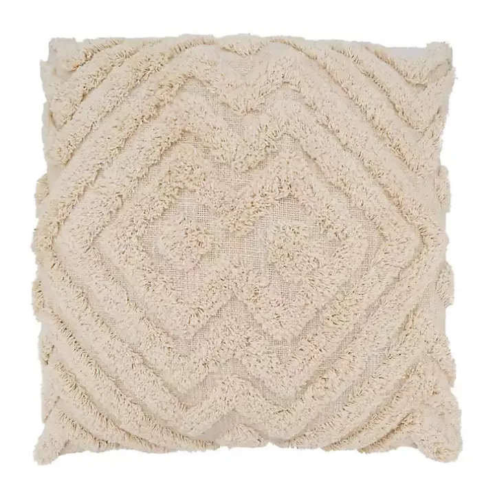 Tan Chevron Tufted Pillow