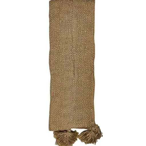 Tan Corner Tassel Throw Blanket