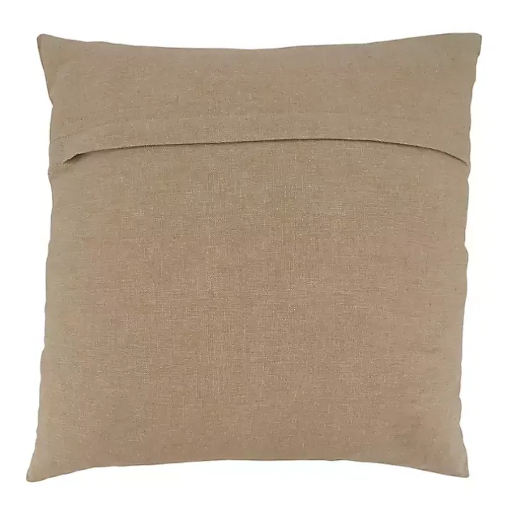 Tan Embroidered Sheep Accent Pillow