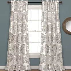 Tan Evie Medallion Curtain Panel Set, 95 in.