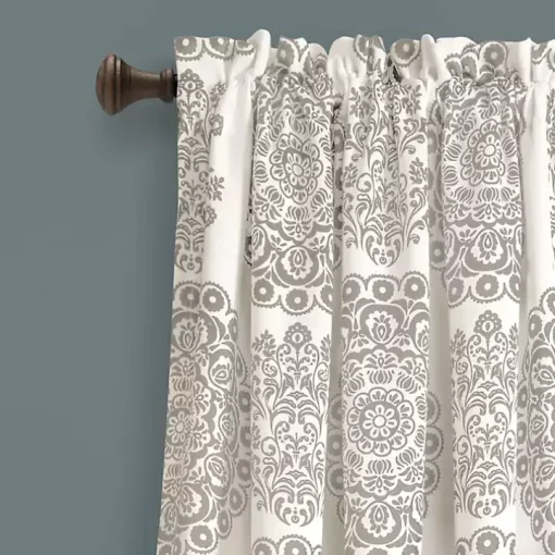 Tan Evie Medallion Curtain Panel Set, 95 in.