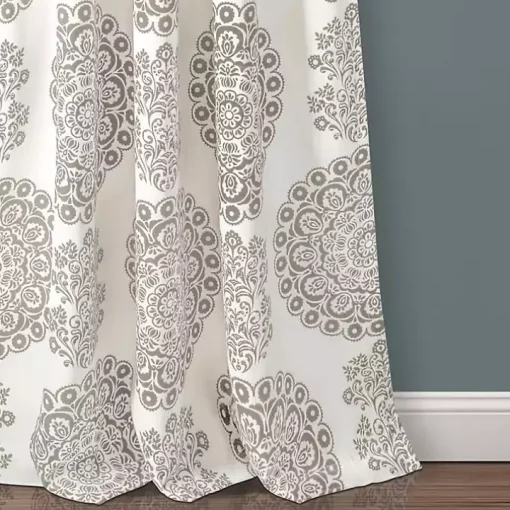 Tan Evie Medallion Curtain Panel Set, 95 in.