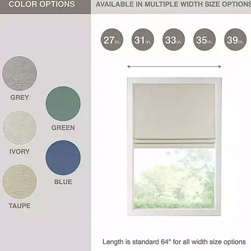 Tan Faux Silk Room Darkening Roman Shade, 27 in.