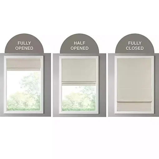 Tan Faux Silk Room Darkening Roman Shade, 27 in.