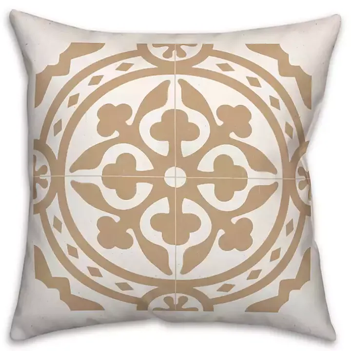 Tan Medallion Tile Indoor/Outdoor Pillow