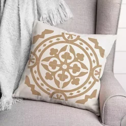 Tan Medallion Tile Indoor/Outdoor Pillow