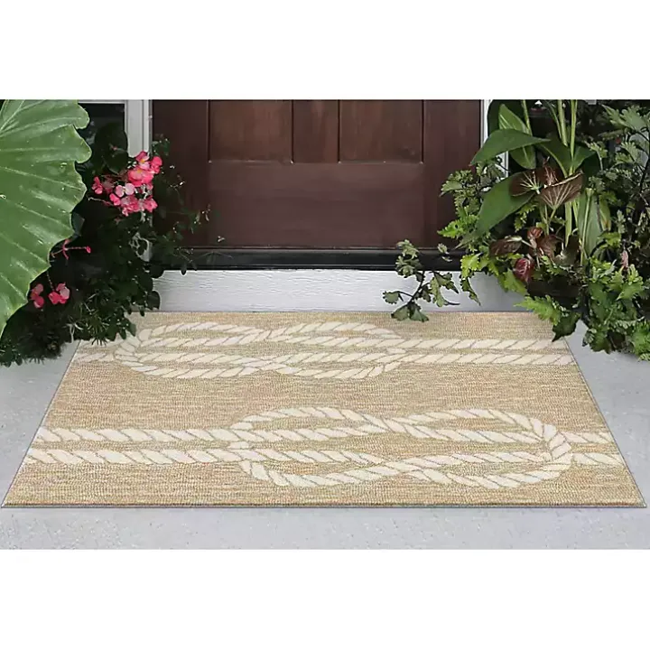Tan Nautical Rope Indoor/Outdoor Area Rug, 2x3
