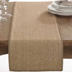 Tan Overcast Stitch Cotton Table Runner