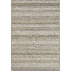 Tan Striped Indoor/Outdoor Area Rug, 5x7