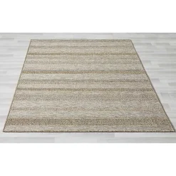 Tan Striped Indoor/Outdoor Area Rug, 5x7