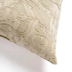 Taupe Chenille Damask Throw Pillow
