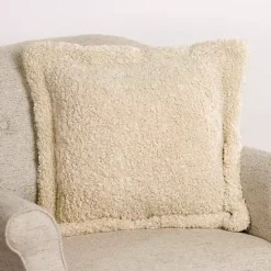Taupe Curly Faux Lamb Fur Pillow