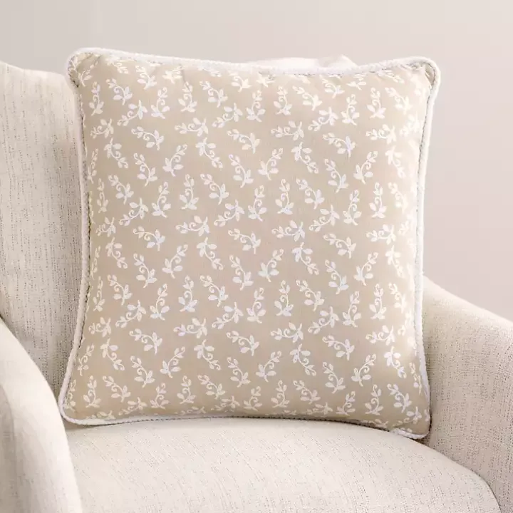 Taupe Embroidered Claudia Pillow